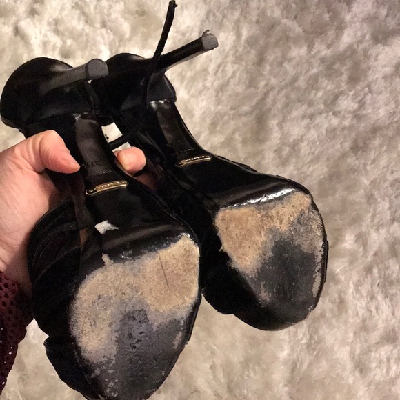 Burberry black platform 37.5 t-strap patent suede - Picture 8 of 8